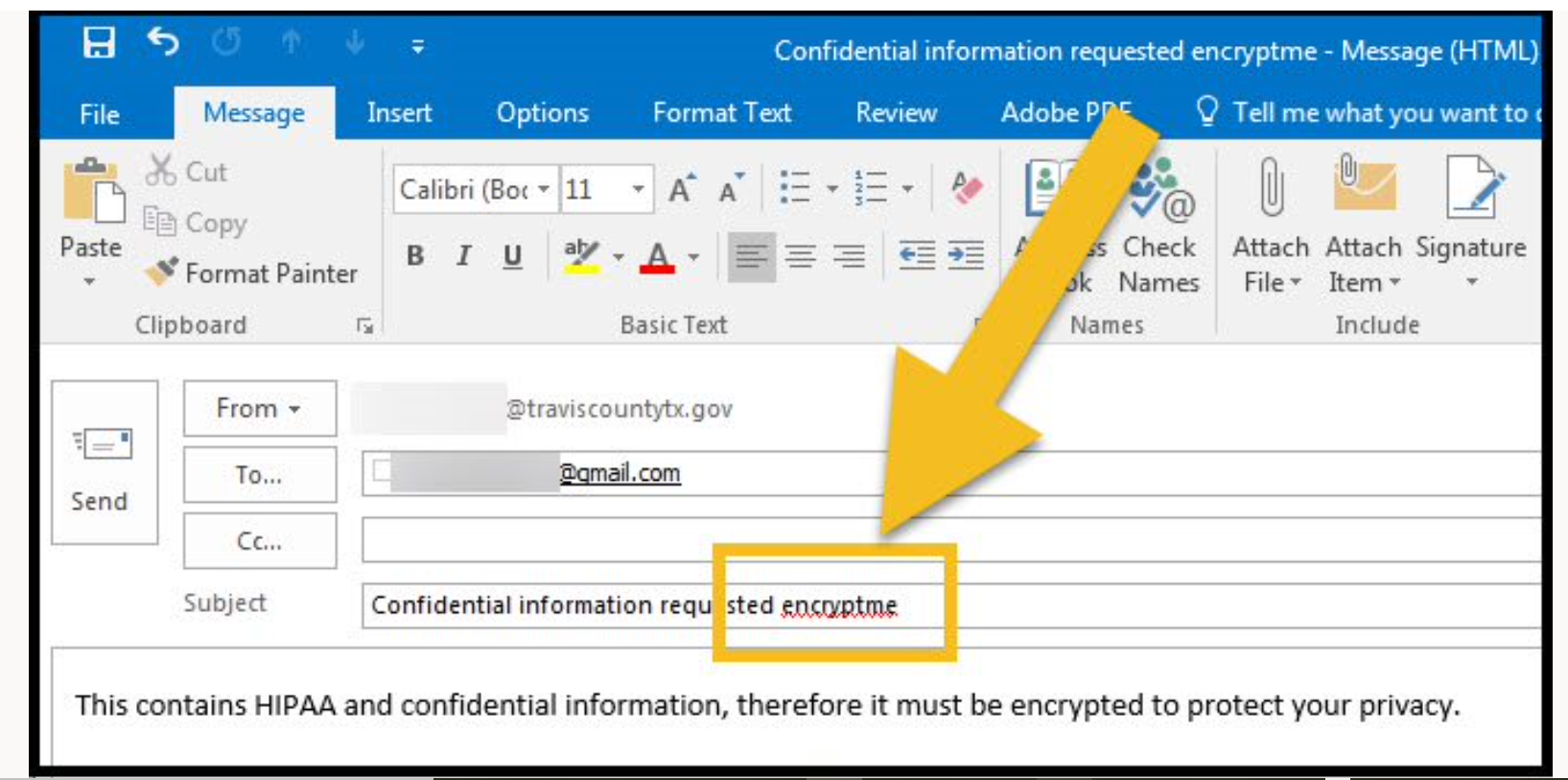 "encryptme" typed on external email subject line