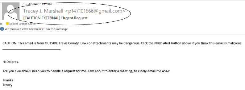 Phishing example