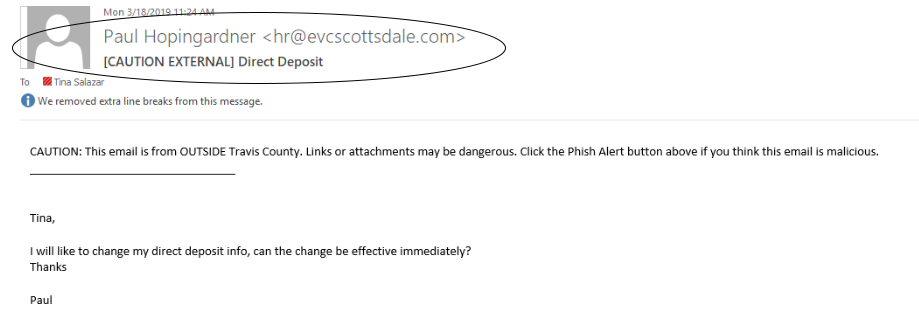 Phishing example